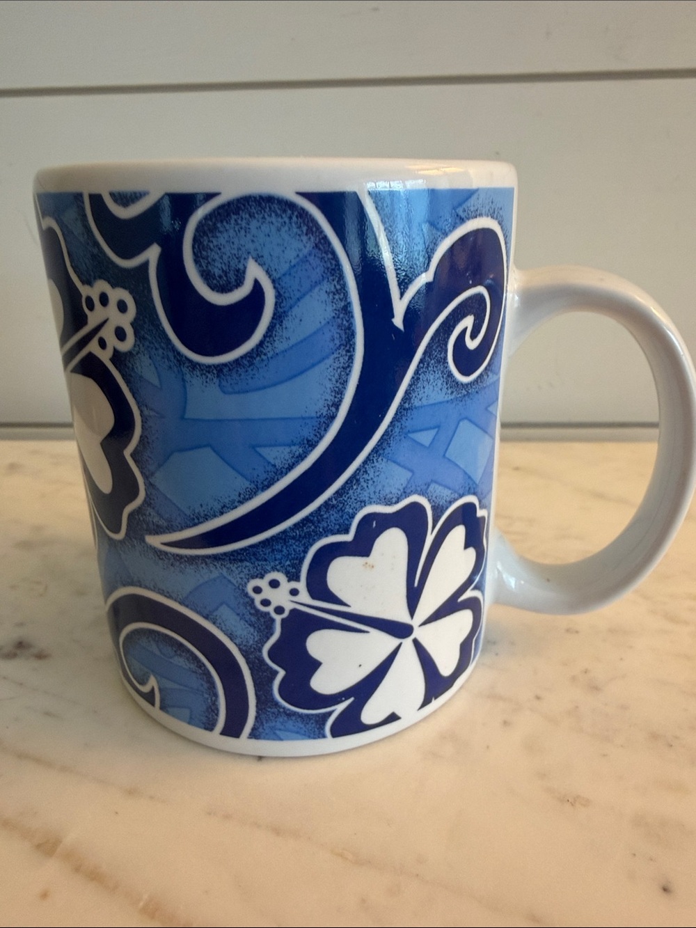 Vintage 2002 Island Heritage Hibiscus-Tapa Blue Coffee Mug